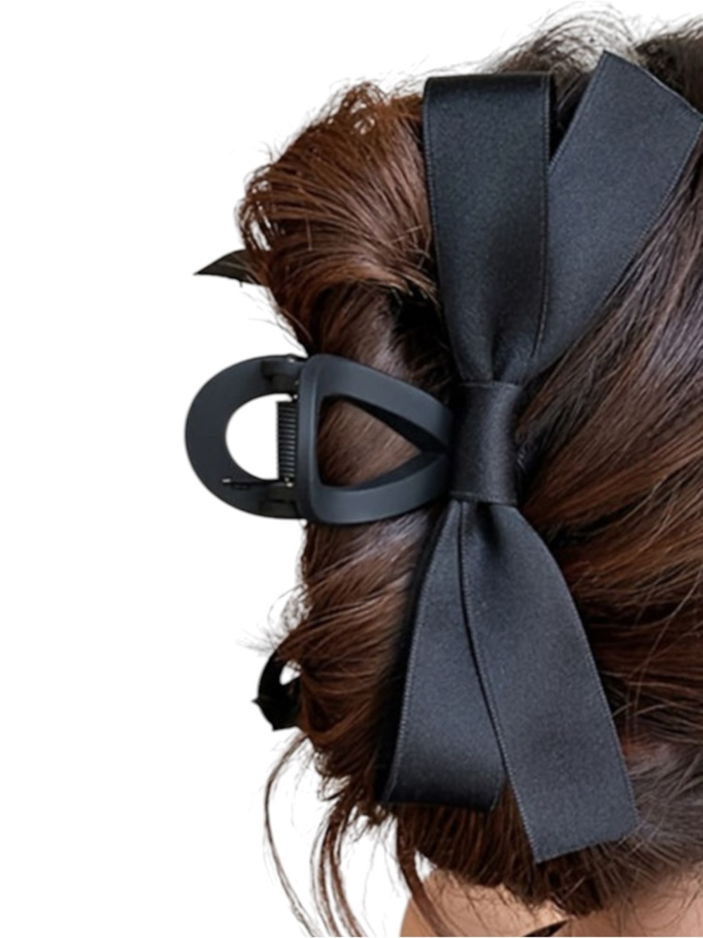7021. Black Satin Bow Hair Clip